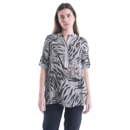 6212 VERA MAY TAUPE ITALIAN LINEN TOP