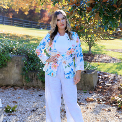 VERA MAY FRENCH LINEN FLORAL WHITE JACKET 6213