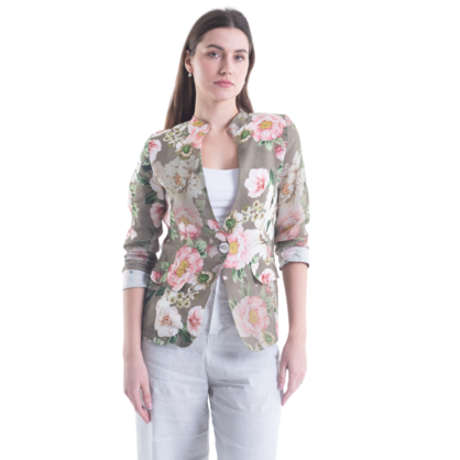 VERA MAY FRENCH LINEN FLORAL SAGE JACKET 6213