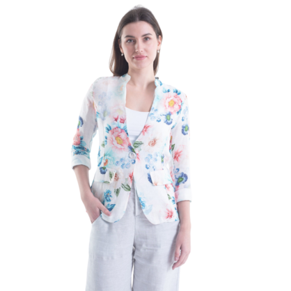 VERA MAY FRENCH LINEN FLORAL WHITE JACKET 6213