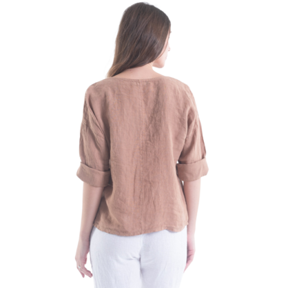 6214 CAMEL ITALIAN LINEN TOP