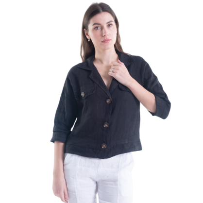 6215 VERA MAY BLACK ITALIAN LINEN JACKET
