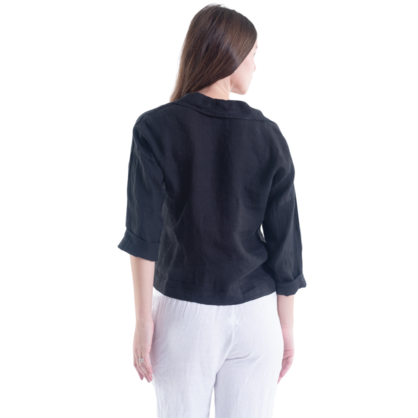 6215 VERA MAY BLACK ITALIAN LINEN JACKET