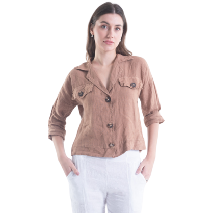 6215 VERA MAY CAMEL ITALIAN LINEN JACKET