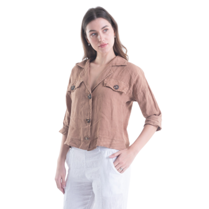 6215 VERA MAY CAMEL ITALIAN LINEN JACKET