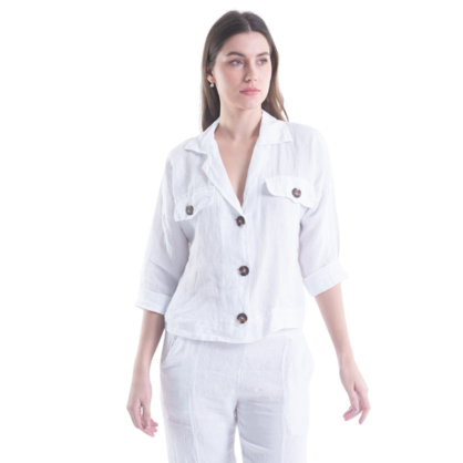 6215 VERA MAY WHITE ITALIAN LINEN JACKET