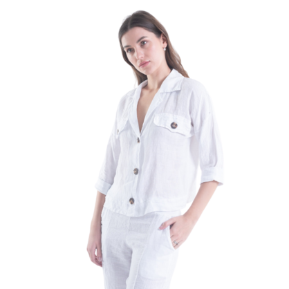 6215 VERA MAY WHITE ITALIAN LINEN JACKET