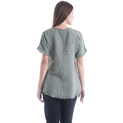 6216 SAGE ITALIAN LINEN TOP