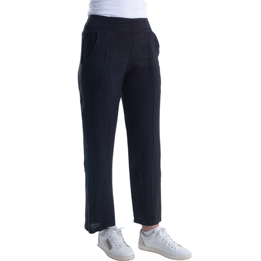 VERA MAY ITALIAN LINEN PANT BLACK 6217