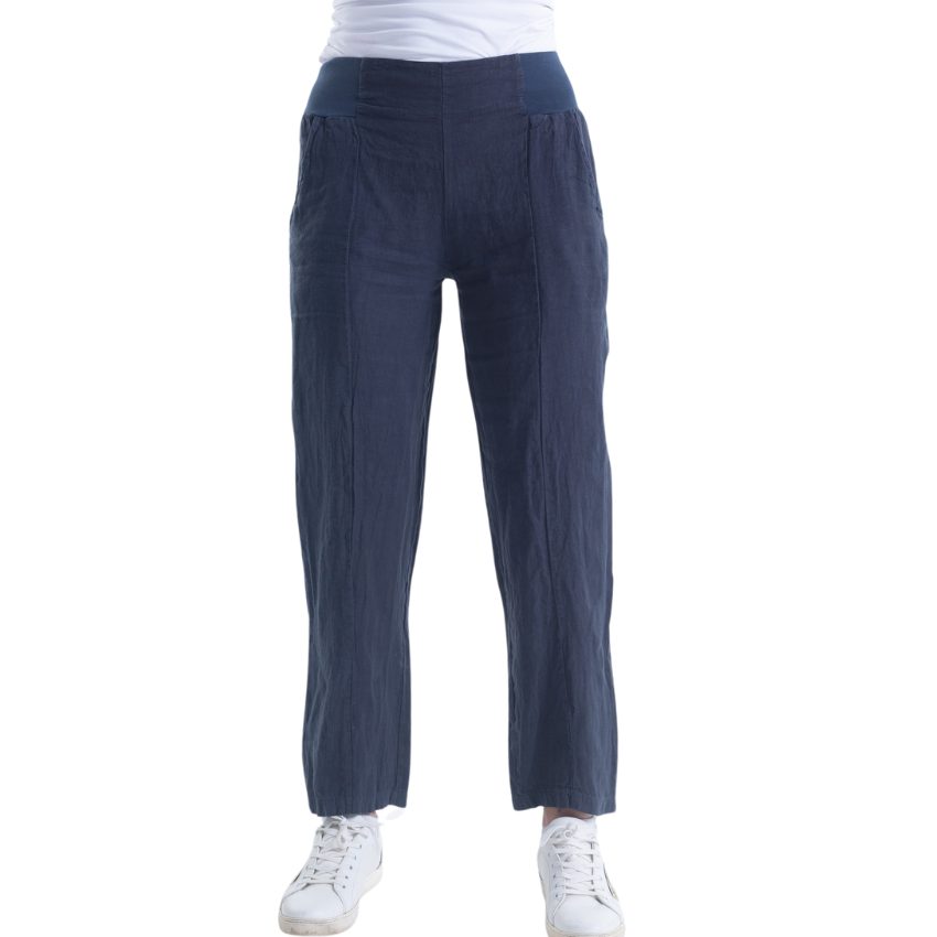 VERA MAY ITALIAN LINEN PANT NAVY 6218