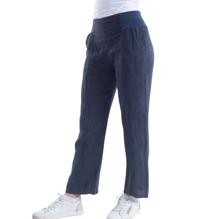 VERA MAY ITALIAN LINEN PANT NAVY 6218