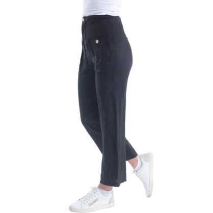 VERA MAY ITALIAN LINEN PANT BLACK 6217