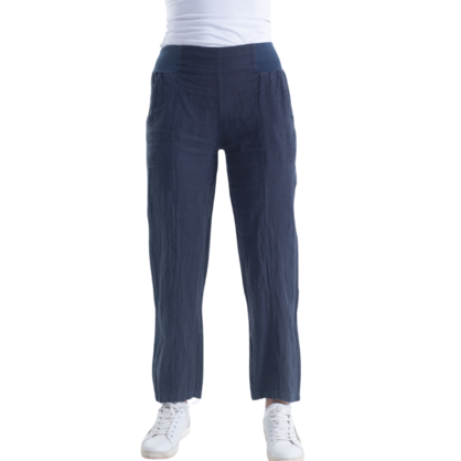 VERA MAY ITALIAN LINEN PANT NAVY 6218