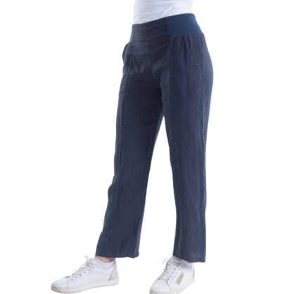 VERA MAY ITALIAN LINEN PANT NAVY 6218