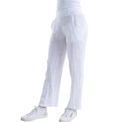 VERA MAY ITALIAN LINEN PANT WHITE 6218