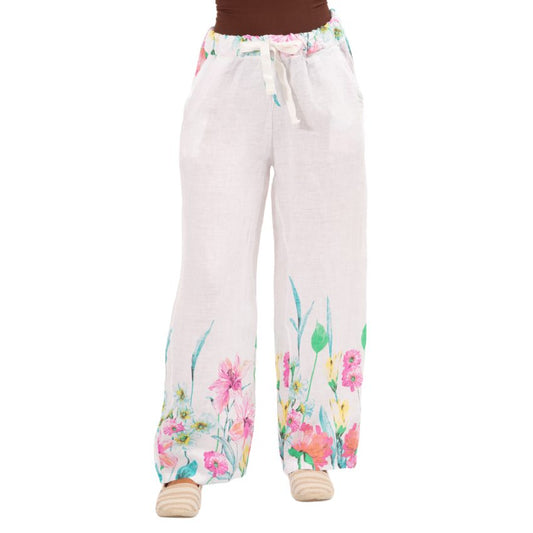 6233 White Vera May Italian Linen pants