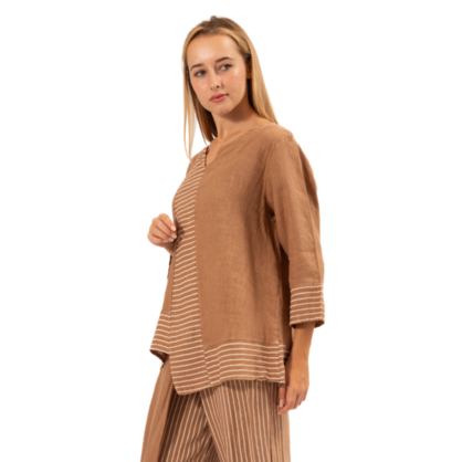 6310 MACCHIATO ITALIAN LINEN TOP