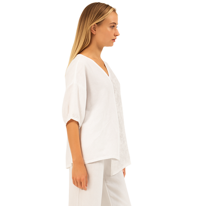 6315 WHITE ITALIAN LINEN TOP
