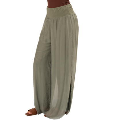 VERA MAY 6327 KHAKI ITALIAN SILK PANT