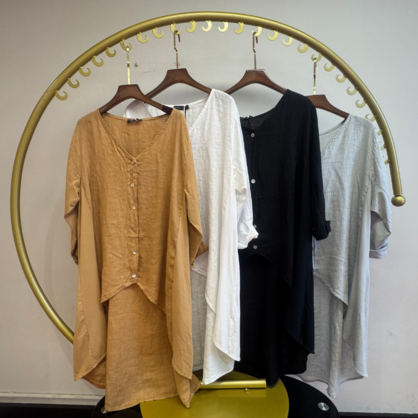 6341 CAMEL ITALIAN LINEN TOP