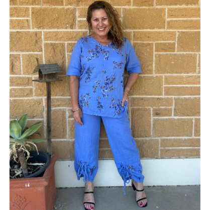 6401 Blue Vera May Italian Linen Top