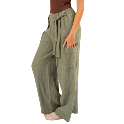 Vera May Italian Linen Sage Pant 6369