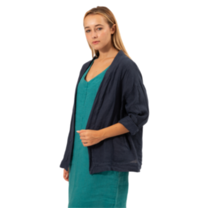 6376 VERA MAY NAVY ITALIAN LINEN JACKET