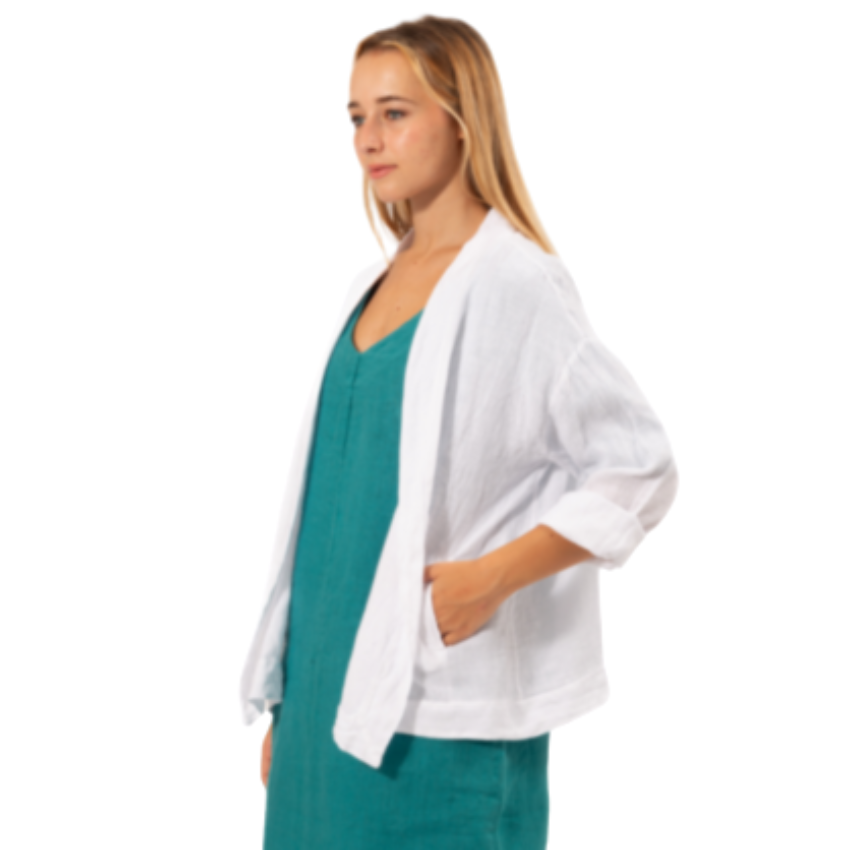 6376 VERA MAY WHITE ITALIAN LINEN JACKET