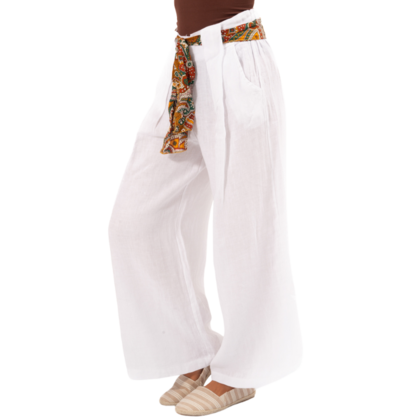 Vera May Italian Linen White Pant 6378