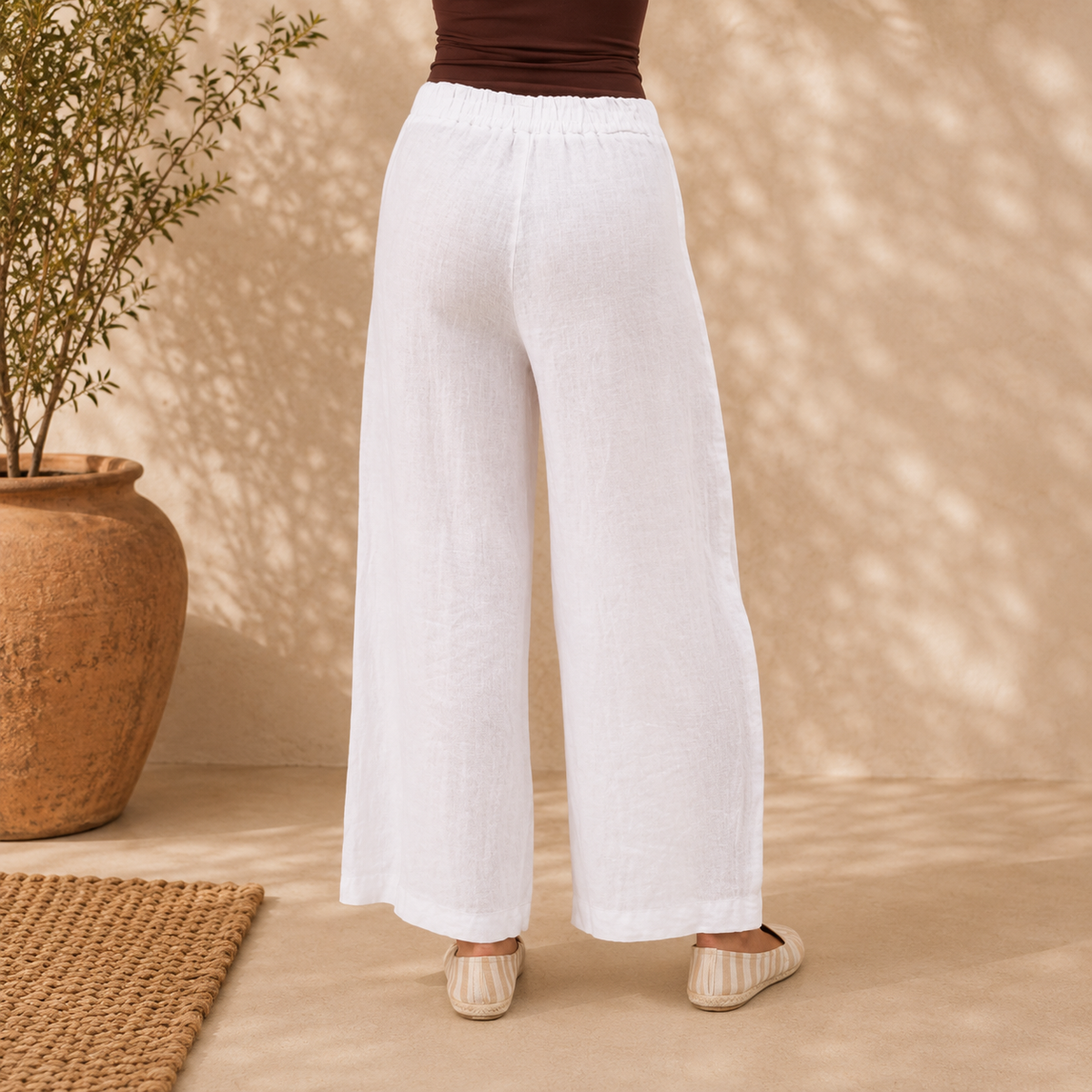 Vera May Italian Linen White Pant 6383