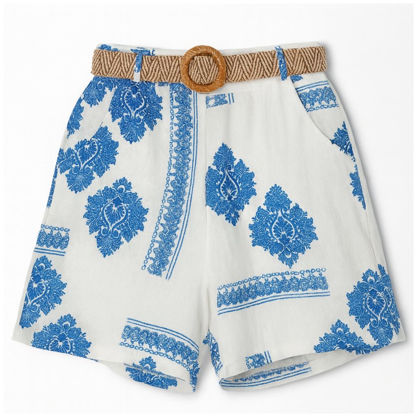 6398 L.BLUE ITALIAN LINEN SHORTS