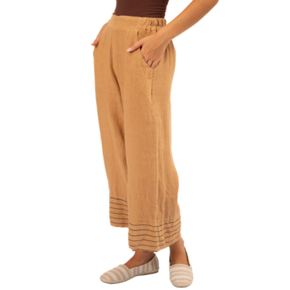 Vera May Italian Linen Camel Pant 6400