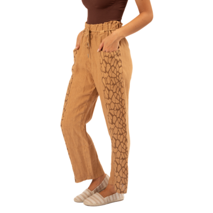 Vera May Italian Linen Camel Pant 6403
