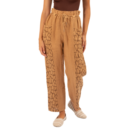 Vera May Italian Linen Camel Pant 6403