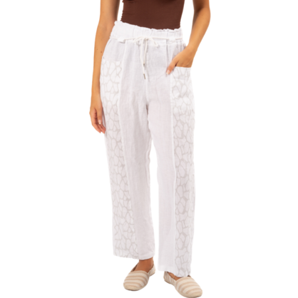 Vera May Italian Linen White Pant 6403