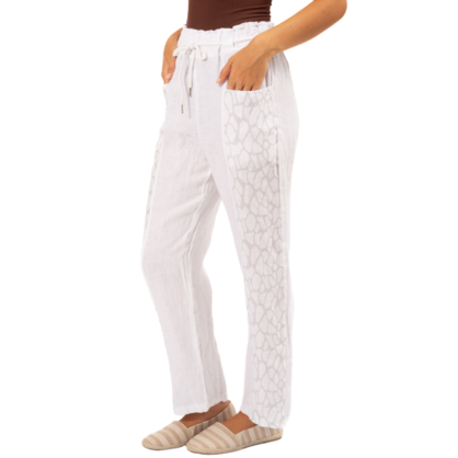 Vera May Italian Linen White Pant 6403
