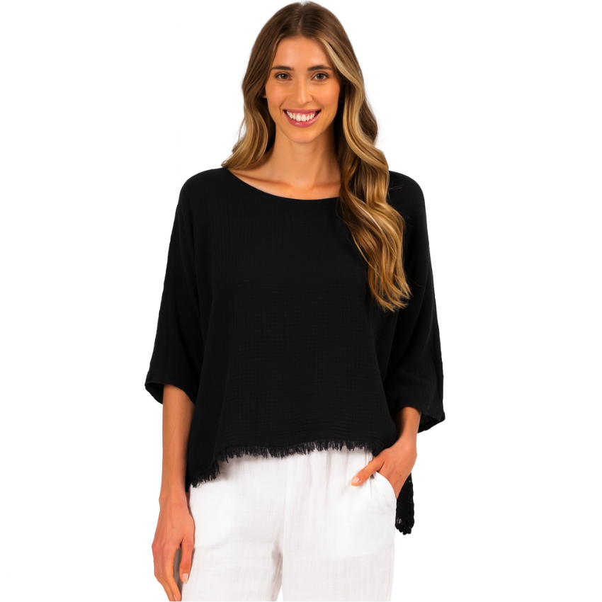 6406 BLACK ITALIAN COTTON TOP