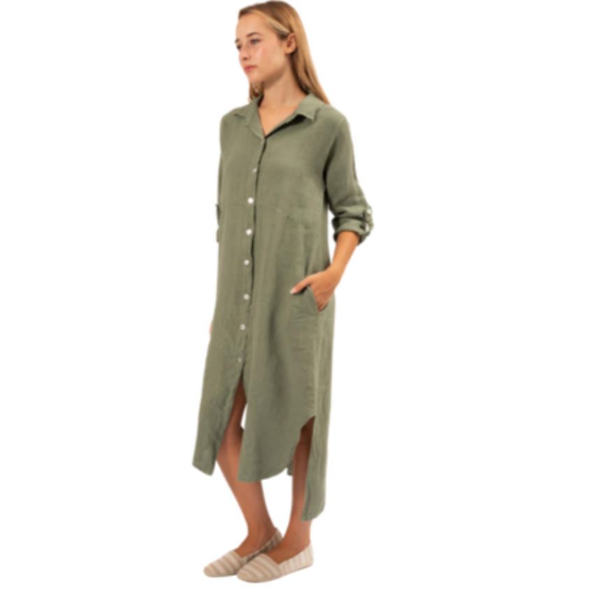Vera May Italian Linen Militare Dress 6423