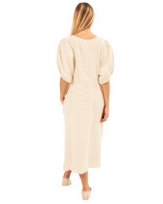 Vera May Italian Linen Beige Dress 6426