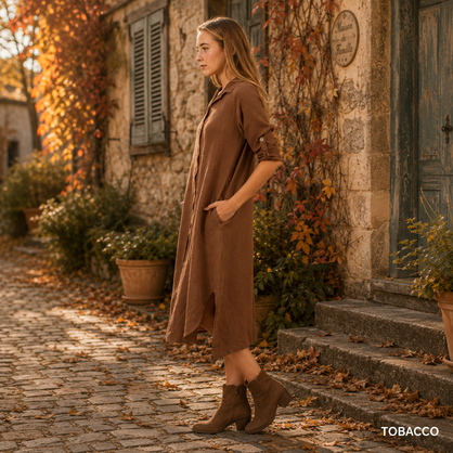 Vera May Italian Linen Tobacco Dress 6423