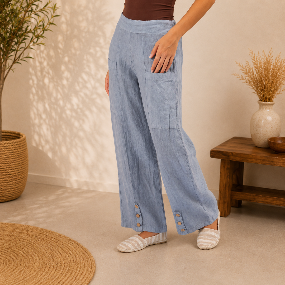 Vera May Italian Linen Denim Pant 6434