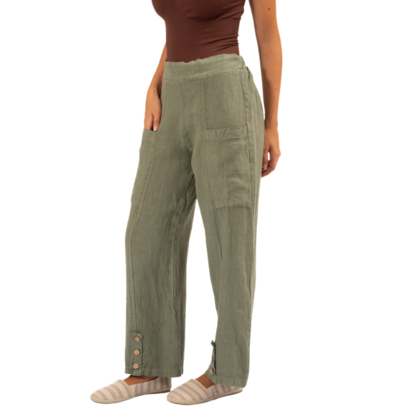 Vera May Italian Linen Sage Pant 6434