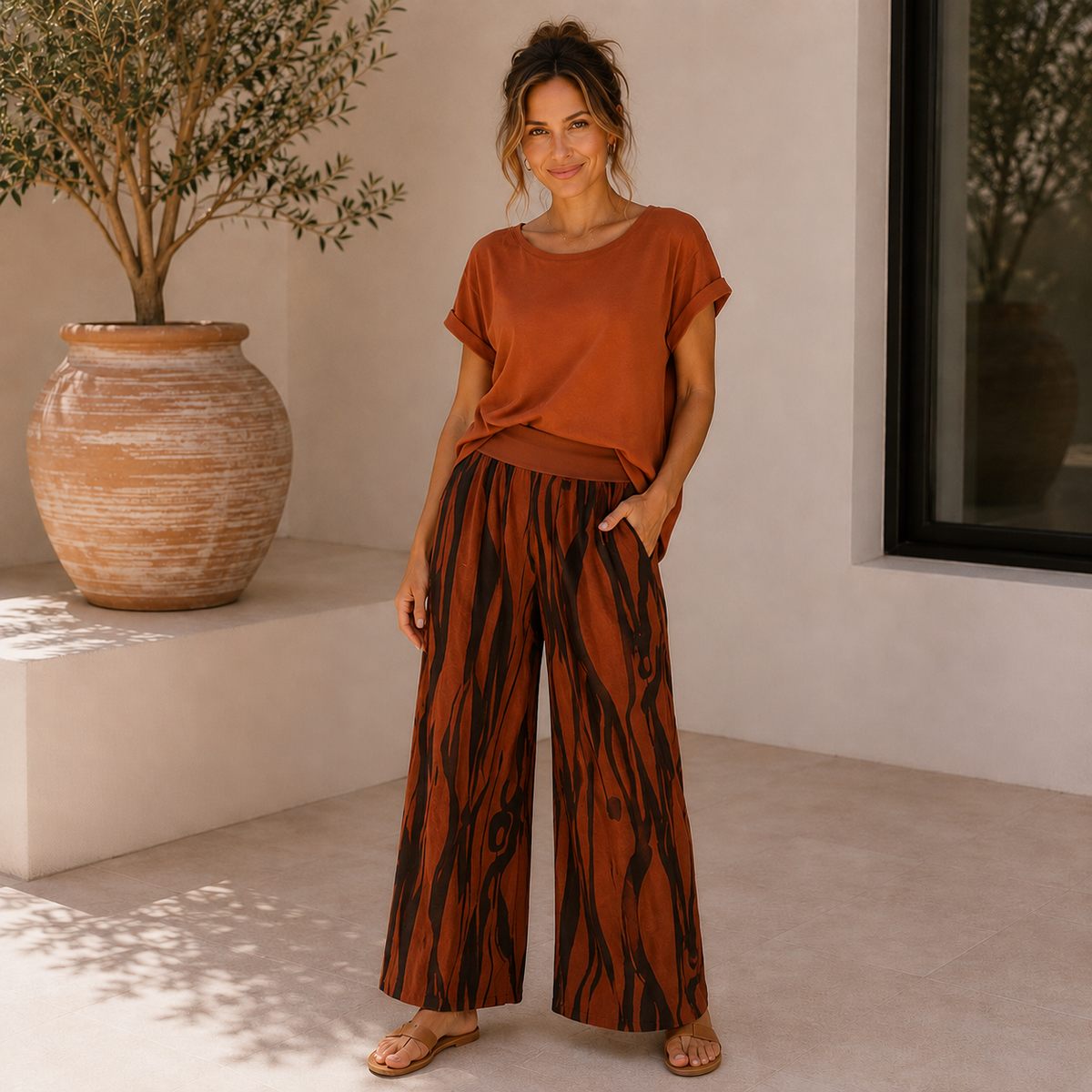 Vera May Italian Linen Rust Pant 65711