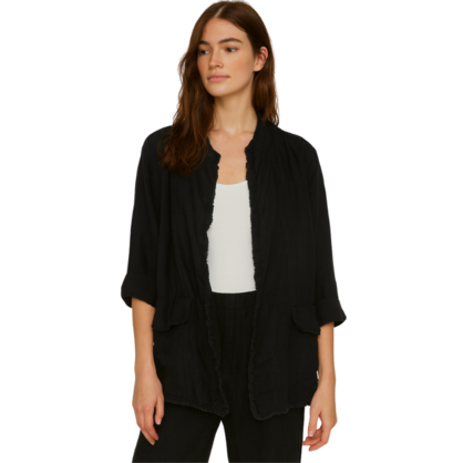 6572 VERA MAY BLACK ITALIAN LINEN JACKET