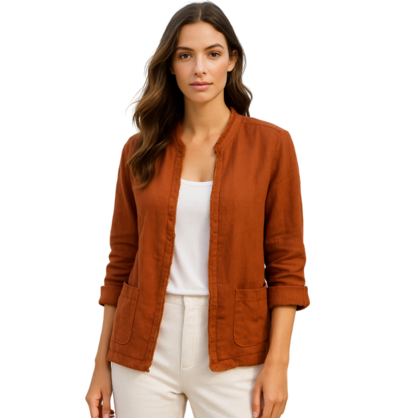 6572 VERA MAY RUST ITALIAN LINEN JACKET