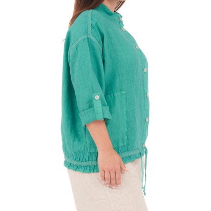 6651 PETROLIO LINEN TOP