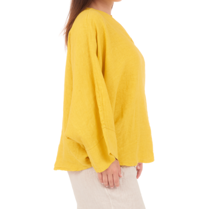 6668 SENAPE ITALIAN LINEN TOP