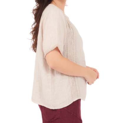 6672 NUDE ITALIAN LINEN TOP