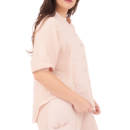 6687 SMOKE ITALIAN LINEN TOP