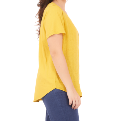 6698 SENAPE LINEN TOP